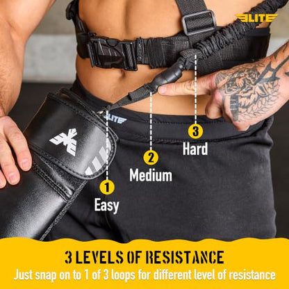 Elite Sports Adult Boxing Harness with 12oz Gloves – Adjustable Resistance Bands (3 Levels), Stability Strap, Padded Back & Shoulder, Ballistic Nylon, Quick-Release Buckle – Training & Workout Gear