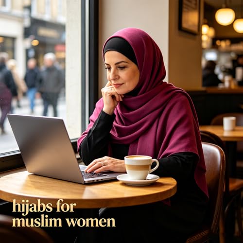 Hijab Scarf for Women, 3PCS Set with Undercap and Hijab Clip Lightweight Modal Muslim Head Wrap Scarf for Daily - color: Sy22-dark Fuchsia Hijab+black Undercap