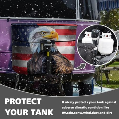 Cute Eagle RV Propane Tank Cover Travel Trailer Double 20lb Polyester Waterproof Cover with Zipper RV Parts RV Accessories Easy to Stall - color: Cute Eagle Pattern, size: S(20LB)