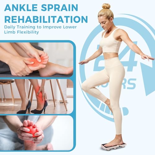 Ankle Balance Board, Non-Slip Strengthener Wood Wobble Board for Sprained, Posture Correction - Home Stability Exercises Balance Board - size: Round