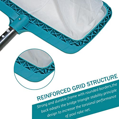 Pool Skimmer Leaf Rake Net, Fine Mesh Deep Nylon Bag (Not Pole) | 17.5" Double Layer Pool Nets, Weight Tab, Swimming Cleaning Tools for Removing Inground & Above Ground Pool Leaves, Debris - size: Pool Rake