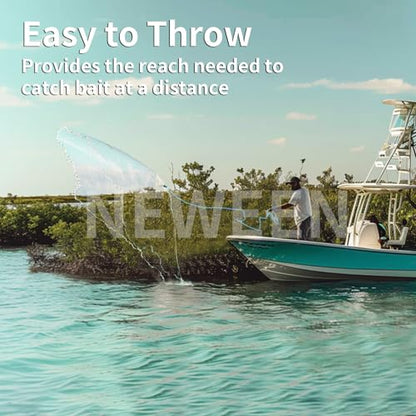 Neween Cast Net for Fishing with Shrimp Cage, American Freshwater Saltwater 3/4/5/6/7/8/9/10Ft Radius Casting Net Bait Trap Fish, Heavy Duty Zinc Sinker, 3/8 Inch Mesh Size - style: 9ft (270cm) Radius