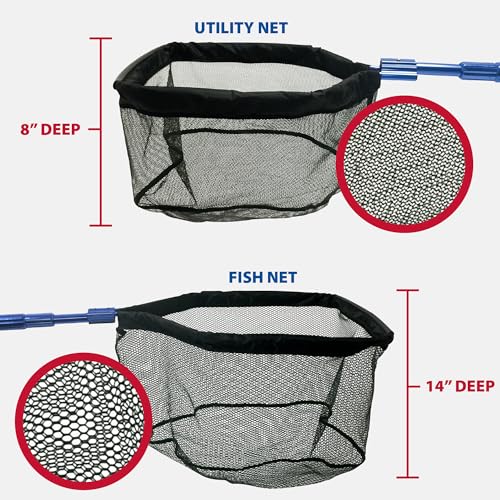 The Pond Guy Heavy Duty Telescopic Fish & Utility Net Combo | Adjustable aluminum pole and mesh netting are ideal for water garden maintenance and fishing equipment needs