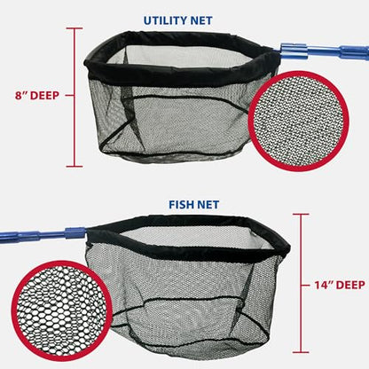 The Pond Guy Heavy Duty Telescopic Fish & Utility Net Combo | Adjustable aluminum pole and mesh netting are ideal for water garden maintenance and fishing equipment needs
