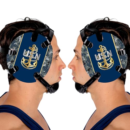 Wrestling Headgear with Ear Protection & Chin Cup Adjustable Lightweight Head Guard for Competition & Practice – Durable Protective Wrestling Ear Guard for Youth & Adult Athletes - color: Us Navy