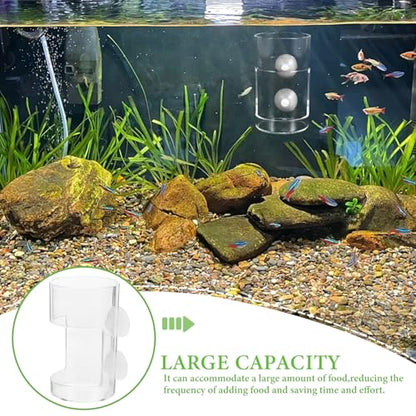 HEMOTON Fish Feeding Cup with Suction Cups Aquarium Feeding Ring Fish Food Holder Tube Round Sinking Feeder Tool Suitable for Aquarium Supplies