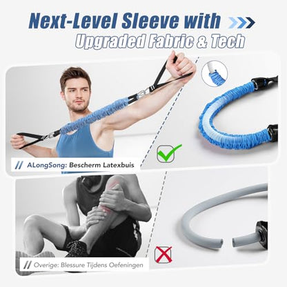 Upgraded Pilates Bar Kit with Resistance Bands Natural Latex for Women & Men, Heavy-Duty Stainless Steel Multifunctional Yoga Pilates Stick for Home Gym Exercise Fitness Equipment Full-Body Workouts - color: Denim Blue