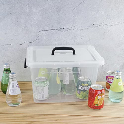 Kekow 6-Pack 10 L Plastic Storage Boxes, Clear Plastic Storage Bins with Lids - size: 10 L
