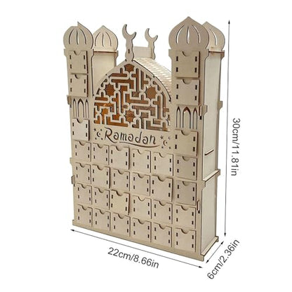 Wooden Ramadan Advent Calendar 30 Storage Drawers DIY Countdown Eid Calendar 30 Storage Drawers for Home Party Home Decoration