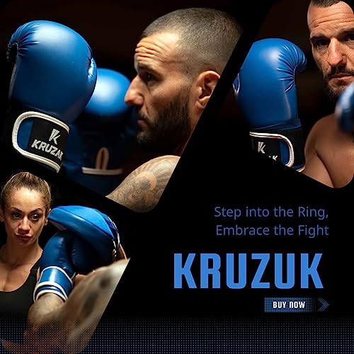 Kruzak Boxing Gloves for Men & Women, Sparring & Kickboxing Gloves, Muay Thai & MMA Gloves, 8-16 oz - color: Blue, size: 12 oz