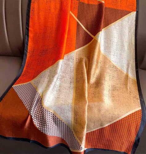 Xyueanlo Scarfs for Women Lightweight Scarves Fashion Print Floral Pattern Head Scarf Wraps Shawls - color: Orange Black