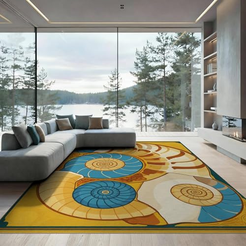 6'x9' Washable Art Nouveau Geometric Area Rug, Teal Foldable Non-Slip Large Carpet for Queen Size Bedroom, Under Bed, Master Bedroom, Foldable Easy Care Carpet| Ref:1952506 - color: Gold/Pattern 25, size: 6' x 9' (Rectangular)