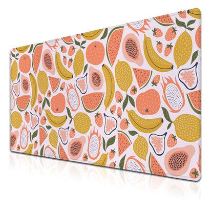 Large Desk Pad, Keyboard Mouse Pad Gaming Desk Mats, Mouse Pad Mat Non-Slip Rubber Base Waterproof with Stitched Edges, 35.4 X 15.7 inch for Work/Game/Office/Home Bright Summer Cartoon Fruits - color: Cartoon Fruits