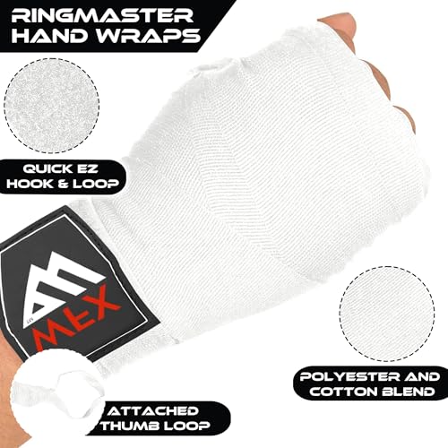 WFX Boxing Hand Wraps 3.5 4.5 Meter Martial Arts Bandages Inner Gloves Wrist Support Straps Punching Under Hand Knuckles Heavy Elasticated Training Bag Mitts Muay Thai - color: White, size: 3.5 M