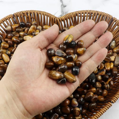 0.96LB Natural Pebbles Aquarium Gravel Vase Filler Succulent Rocks Fish Tank Decorative Crushed Stones Quartz Bulk Polished Irregular Shaped - Tiger's-Eye - color: Tiger's-eye
