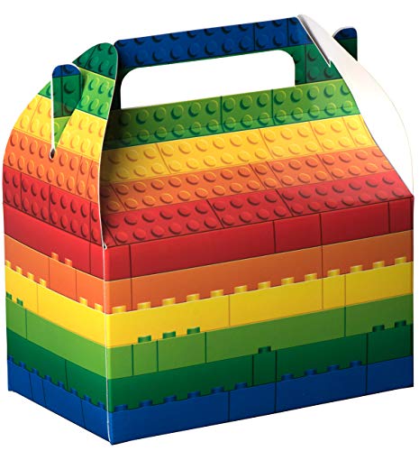 Hammont Paper Treat Boxes - (10 Pack) - Party Favors Treat Container Cookie Boxes Cute Designs Perfect for Parties and Celebrations 6.25" x 3.75" x 3.5" (Brick Toy) - color: Brick Toy
