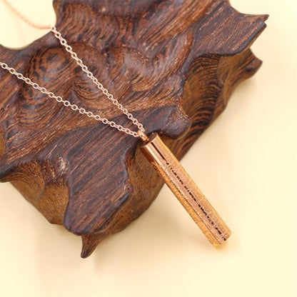 Islamic Necklace | Quran Verse Necklaces | Stainless Steel Cylinder Pendant 17"+2" Extended | Elegant Arabic Jewelry for Men And Women YA5082 - color: rose gold