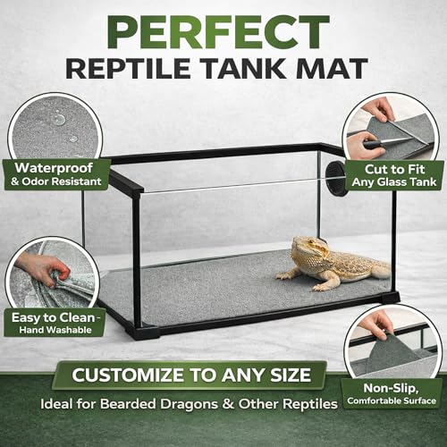Mechpia 47" x 24" Large Reptile Carpet Terrarium Liner Bedding Reptile Substrate Mat Tank Accessories for Bearded Dragon Snake Lizard Tortoise Leopard Gecko (Grey) - color: Grey
