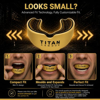 Mouth Guard Boxing, Dual-Layer Boil & Bite Mouthguard, Adult | Premium Dual-Layer | Case Included | Adult & Youth Custom-Fit Mouthpiece | Football, MMA, Hockey, Lacrosse, BJJ, Basketball - color: Solid Gold, size: Adult Age 11+