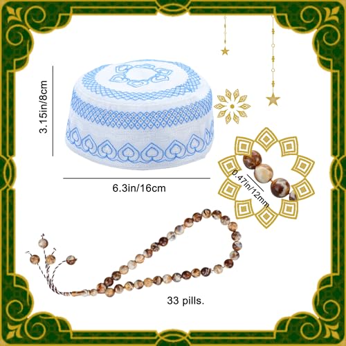 Foldable Muslim Prayer Mat with Back Rest Support, Thick Padded Islamic Prayer Rug, Travel Portable Carpet for Women Men, janamaz, Sajadah, Meditation Prayer Ramadan Eid Gift with Hat and 33 Beads - color: BLACK