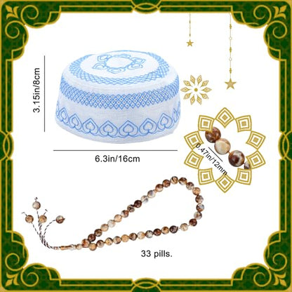 Foldable Muslim Prayer Mat with Back Rest Support, Thick Padded Islamic Prayer Rug, Travel Portable Carpet for Women Men, janamaz, Sajadah, Meditation Prayer Ramadan Eid Gift with Hat and 33 Beads - color: BLACK