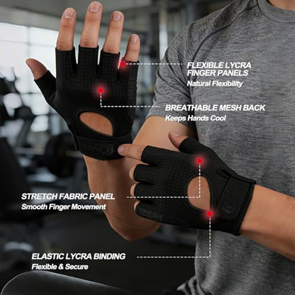 COFIT Workout Gloves for Men Women, Weight Lifting Gloves with 5MM Padded Palm, Non-Slip Gym Gloves, Fingerless Breathable Fitness Gloves for Training, Exercise, Pull Ups - size: X-Large