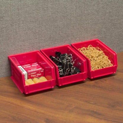 Akro-Mils 30210 AkroBins Plastic Storage Bins, 5"x4"x3", Red, 24-Pack | Space-Saving Stackable Bins for Garage, Pantry, Craft Organization - color: Red