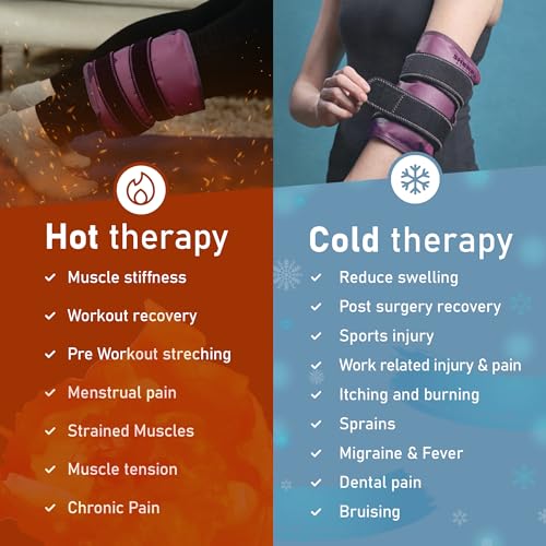 Medium Gel Ice Packs for Injuries Reusable Wrap with Straps - Hot and Cold Pack for Pain Relief, Tennis Elbow, Ankle, Foot, Hand - 8" x 12" - Purple - size: Medium, style: Purple