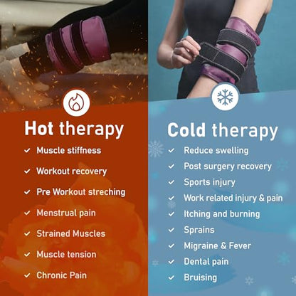Medium Gel Ice Packs for Injuries Reusable Wrap with Straps - Hot and Cold Pack for Pain Relief, Tennis Elbow, Ankle, Foot, Hand - 8" x 12" - Purple - size: Medium, style: Purple