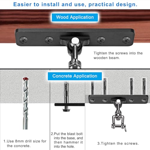 Dolibest Hanging Kits Hammock Chair Hardware, Heavy Duty Swing Hanger with Chain for Indoor Outdoor Playground Hanging Hammock Chair Punching Bags, 4 Screws, 600 LB Capacity, 3.28ft, 360° Rotation - color: Swing Hanger With 39'' Chain