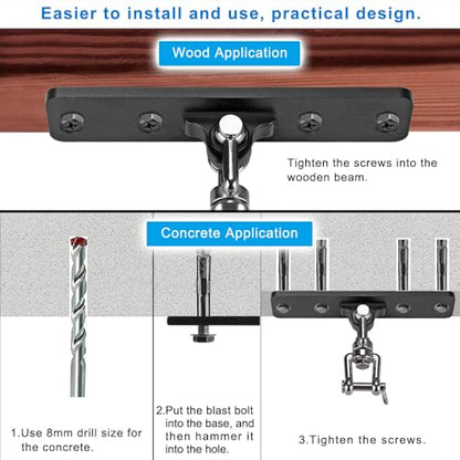Dolibest Hanging Kits Hammock Chair Hardware, Heavy Duty Swing Hanger with Chain for Indoor Outdoor Playground Hanging Hammock Chair Punching Bags, 4 Screws, 600 LB Capacity, 3.28ft, 360° Rotation - color: Swing Hanger With 39'' Chain