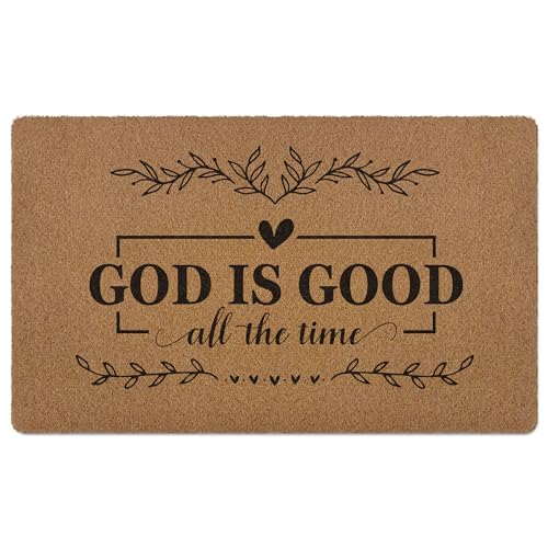 Christian God is Good Door Mat Doormat, Bible Verse Welcome Front Door Mat Indoor Outdoor Entrance, Rustic Religious Artificial Coir Doormats Rugs for Porch Patio Entryway Home Decor 30x17in - color: God