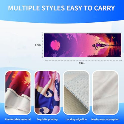 Cooling Sports Towel 39"X11.8" Cold Feeling Towel for Gym Fitness Running Yoga Microfiber Soft Quick Drying Breathable Lightweight Camping Towel Summer Hiking Climbing Workout Essentials(Running) - color: Pink&purple