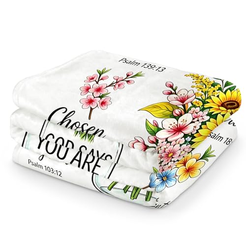 God Says You are Floral Throw Blanket, Christian Prayer Blanket with Bible Verses, Inspirational Religious Gift Blanket for Women, 60 x 80 Inch - color: Sunflower Christian, size: 60*80IN