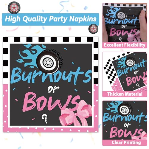 24 Guests Burnouts or Bows Gender Reveal Paper Plates Napkins Gender Reveal Party Decorations Baby Shower Party Supplies Disposable Dinner Tableware Set for Birthday Boys or Girls Serve 24 - style: Gender Reveal