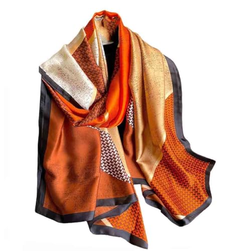 Xyueanlo Scarfs for Women Lightweight Scarves Fashion Print Floral Pattern Head Scarf Wraps Shawls - color: Orange Black