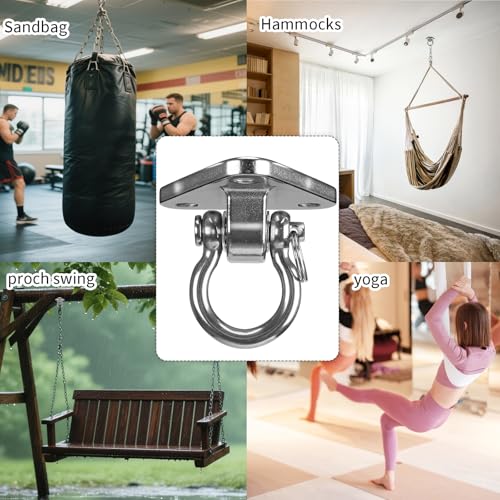 Stainless Steel Heavy Duty Swing Hanger with Smooth Swing Bearings 180° Ceiling Mount 1500 LB Capacity Swing Hardware for Swing Seat, Yoga, Heavy Bag, Porch Swing, Hanging Chair - size: 3 Holes-180°