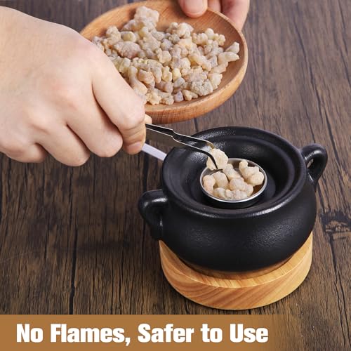 Electric Incense Heater with Adjustable Timer, Bakhoor Burner Electric, Bukhoor Burners for Frankincense Resin Oud Power, Charcoal Free No Open Flame Safer Black - color: Electric Incense Burner-black