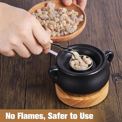 Electric Incense Heater with Adjustable Timer, Bakhoor Burner Electric, Bukhoor Burners for Frankincense Resin Oud Power, Charcoal Free No Open Flame Safer Black - color: Electric Incense Burner-black