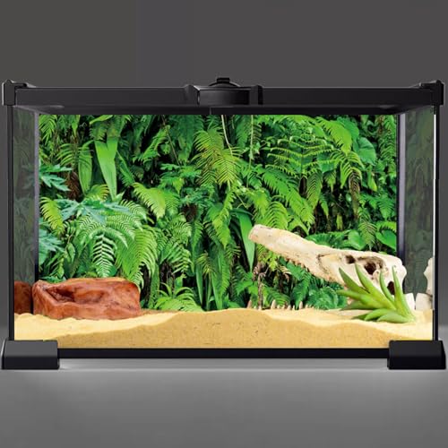 48x18 in Terrarium Backdrop Rainforest Plant Reptile Habitat Background | AWERT Lush Tropical Fern Leaves Vinyl Aquarium Terrarium Background - size: 48x18in/120x45cm