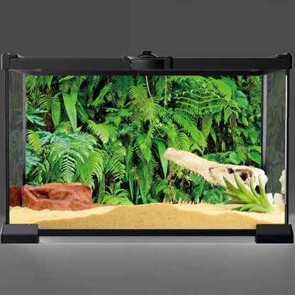 48x18 in Terrarium Backdrop Rainforest Plant Reptile Habitat Background | AWERT Lush Tropical Fern Leaves Vinyl Aquarium Terrarium Background - size: 48x18in/120x45cm