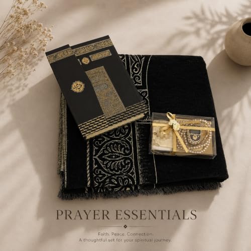 Luxury Islamic Gift Set - Women & Men – Quran, Prayer Mat, 99 Bead Tasbih, Digital Tasbeeh Counter & Mini Quran in Elegant Gift Box – Ramadan, Eid, Hajj, Umrah, Wedding & Muslim Gifts