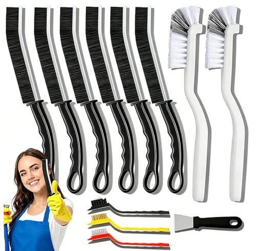 12 Pack Crevice Cleaning Brush Set–Household Deep Cleaning Supplies, Perfect for Small Spaces, Grout, and Tough Tasks
