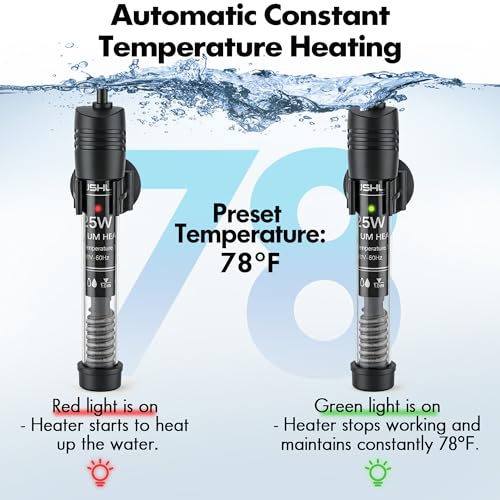 Orlushy Submersible Aquarium Heater, Adjustable Fish Tahk Heater with Free Thermometer Suitable for Marine Saltwater and Freshwater - size: R25