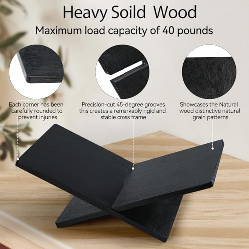 Wooden Large Book Stand for Desktop Display & Reading – Extra Large Cross Frame Open Book Holder, Sleek Finish, Coffee Table Stand for Art Bible Cookbook Easel Magazine Textbooks Quran