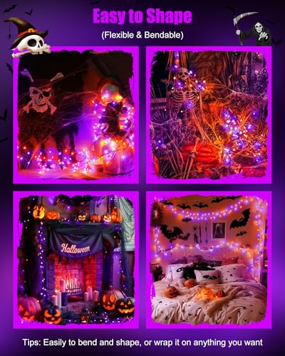Minetom Fairy Lights Battery Operated, Twinkle String Lights 5ft 60LED - color: Orange & Purple