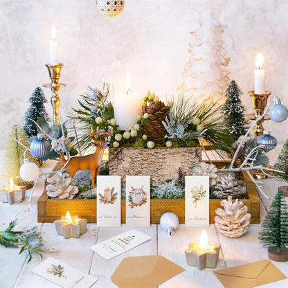 Engrowtic 50 Sets Christmas Gift Card Holder for Cash Boho Rustic Christmas Card Money Holder Xmas Cards Bulk with Envelopes and Stickers for Friends Family Holidays Xmas - style: Boho Christmas