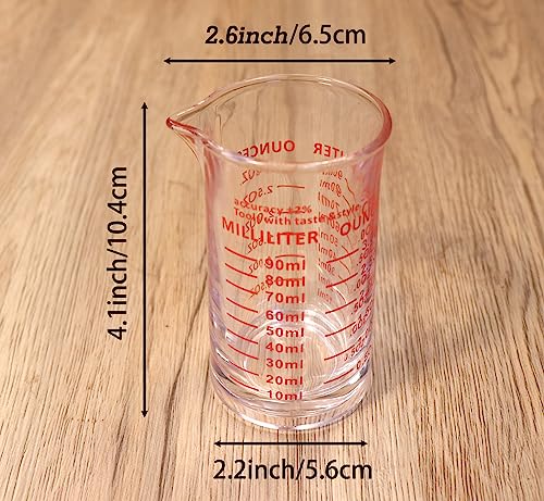 Ackers 3oz/90ml Glass Measuring Cup – Shot Glass with Double Scale-Ounce,Ml Markings for Kitchen & Bar(Red Line) - color: Red(Single)