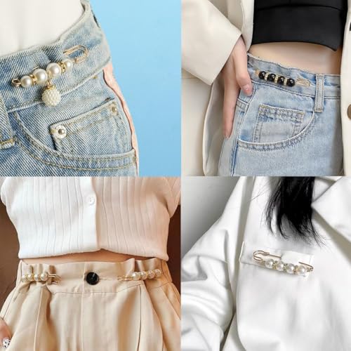 15PCS Pearl Brooch Safety Pins, Pant Waist Tightener Sharp Pins for Sweater Shawl Collar Dress Cardigan Shirt Jeans Clothes Accessories Decoration for Women - style: Fashion