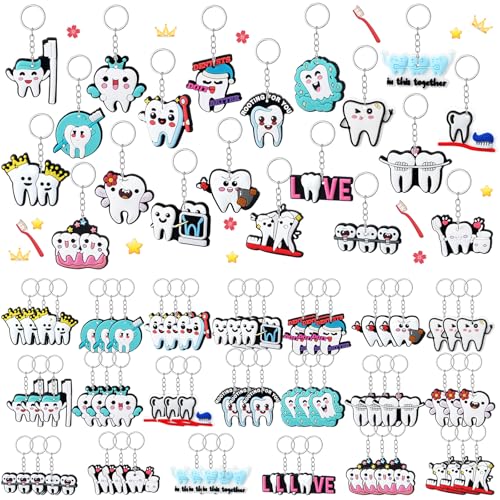 Kenning 60 Pcs Tooth Keychains Bulk 20 Style - style: Cute Tooth